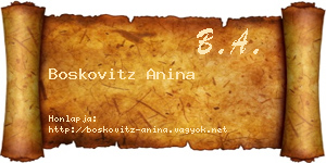Boskovitz Anina névjegykártya